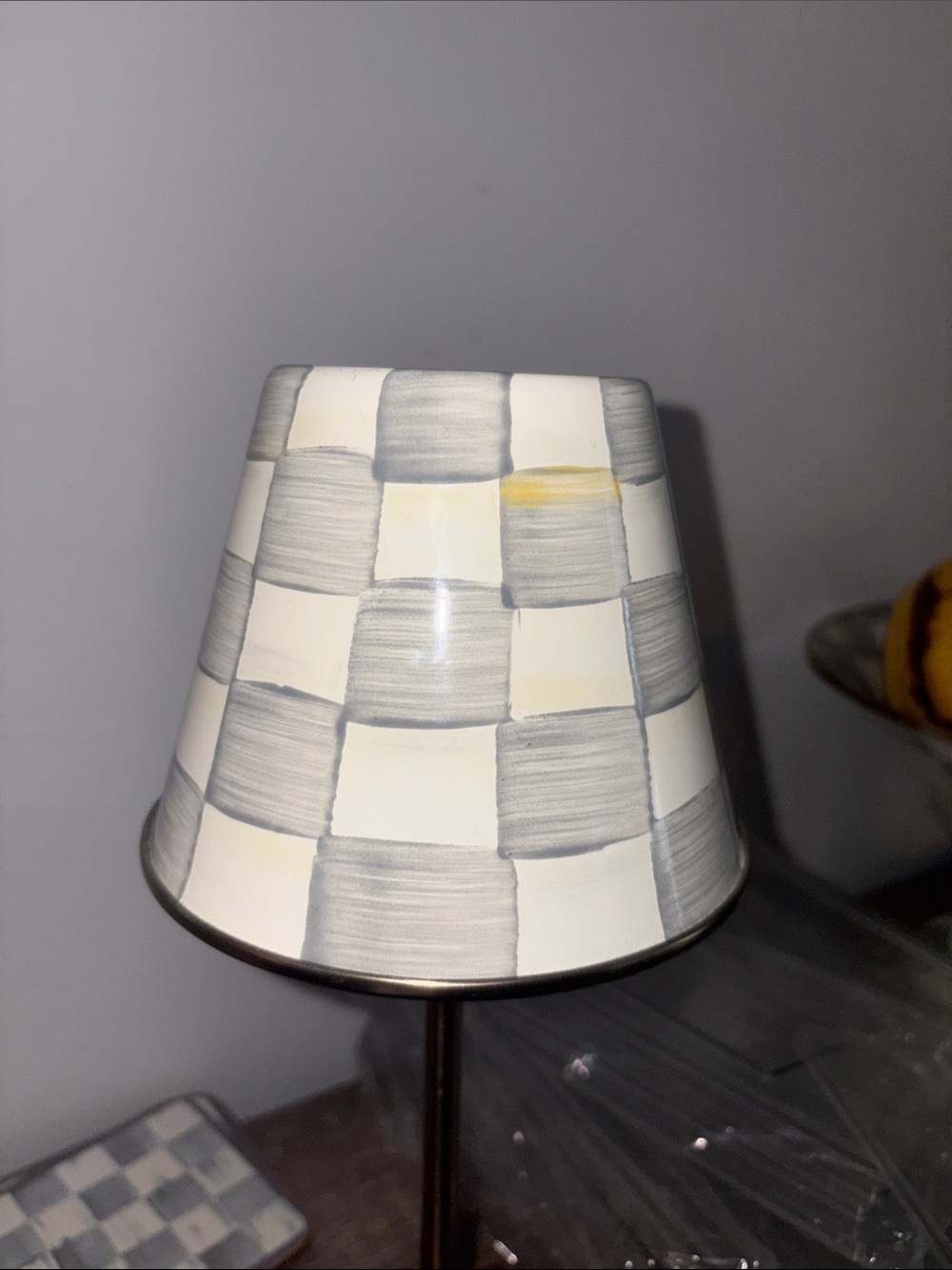Mackenzie Childs Sterling Check LED Cafe Table Lamp - Picture 5 of 6